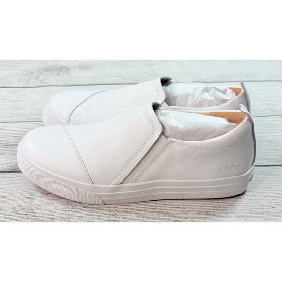 Taos Women’s Twin Gore Lux Shoes White Leather Slip On Sneakers Size 8.5 - Picture 2 of 6